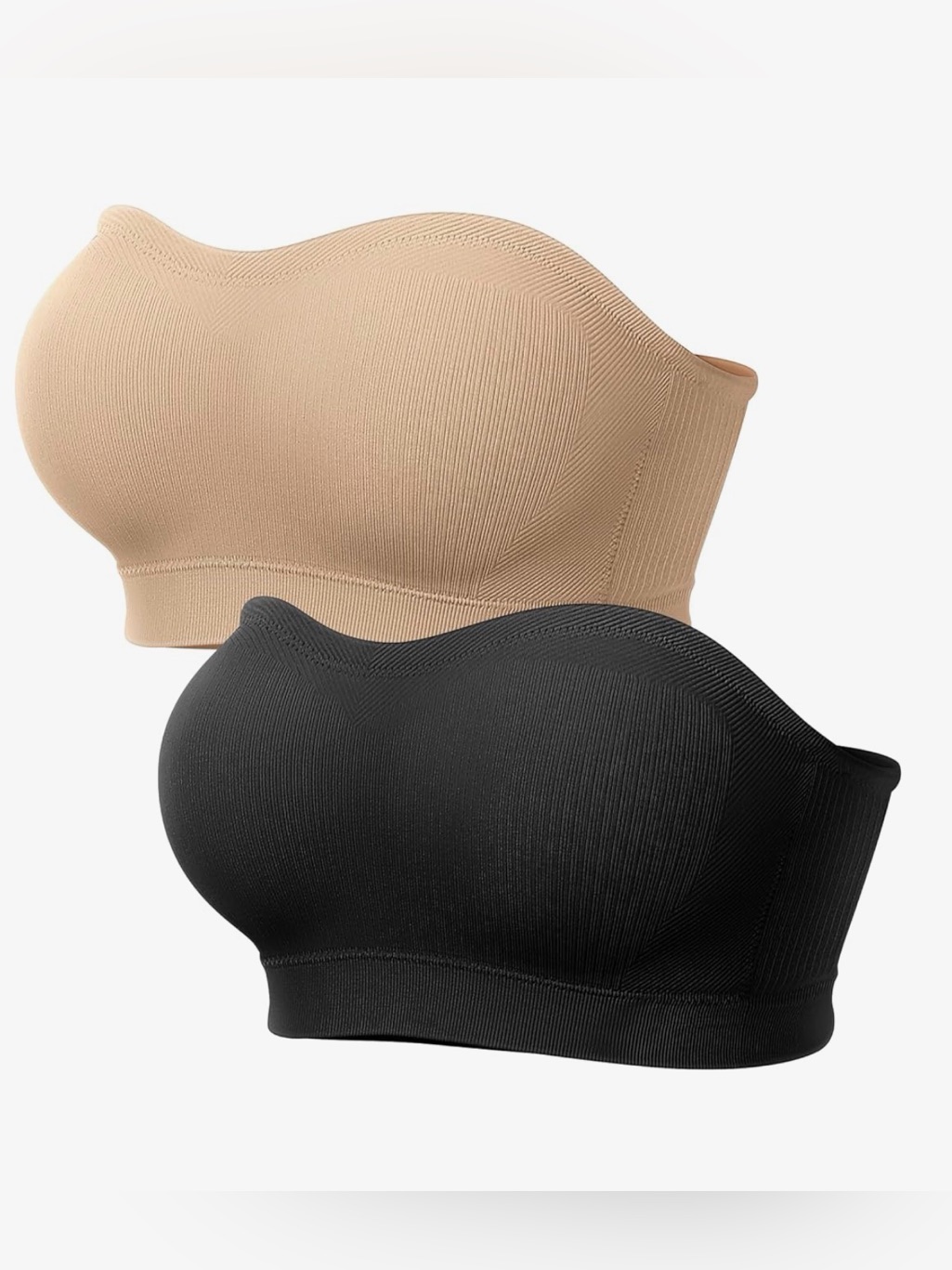 Lets Joli Strapless Bandeau - 2 Pack Black & Nude